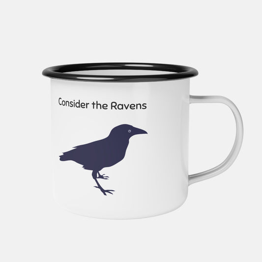 'Consider the Ravens' - enamel mug - MIMIKO DESIGNS - christian apparel gifts