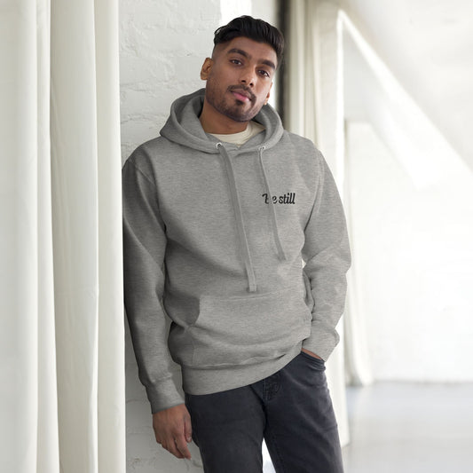 'Be still' - unisex embroidered hoodie - S - MIMIKO DESIGNS - christian apparel gifts
