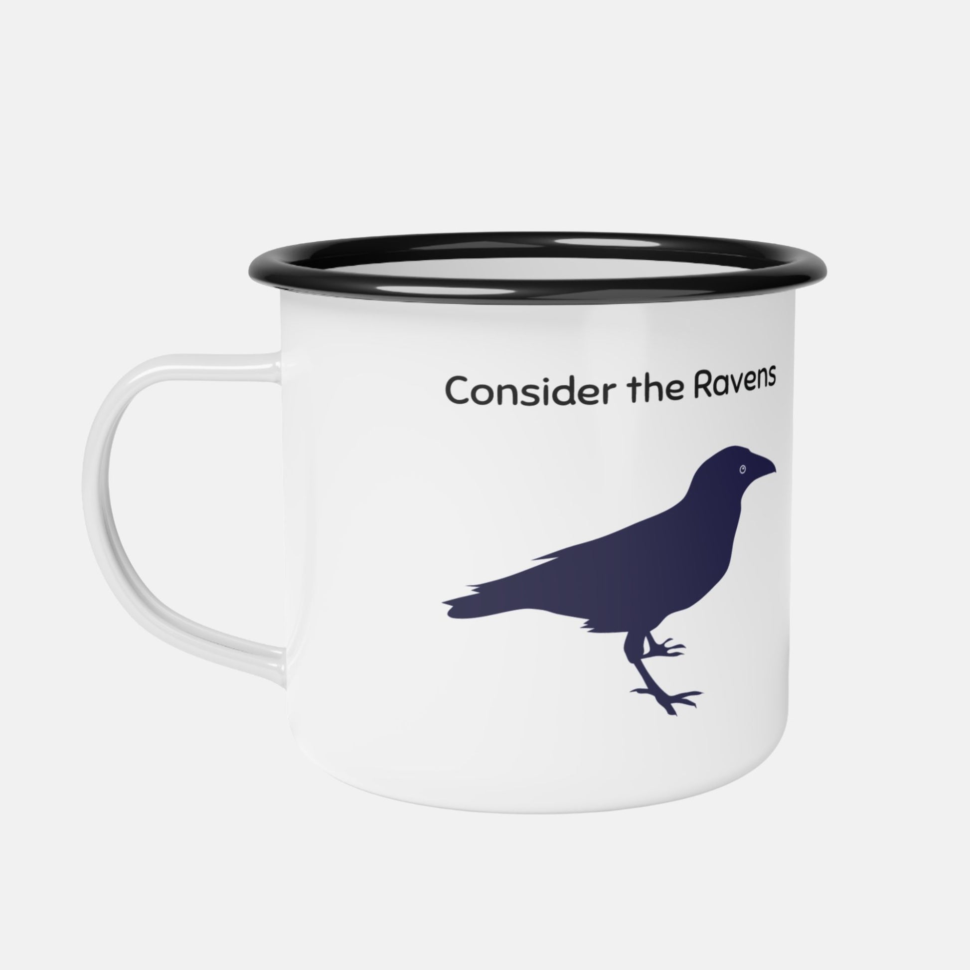 'Consider the Ravens' - enamel mug - MIMIKO DESIGNS - christian apparel gifts
