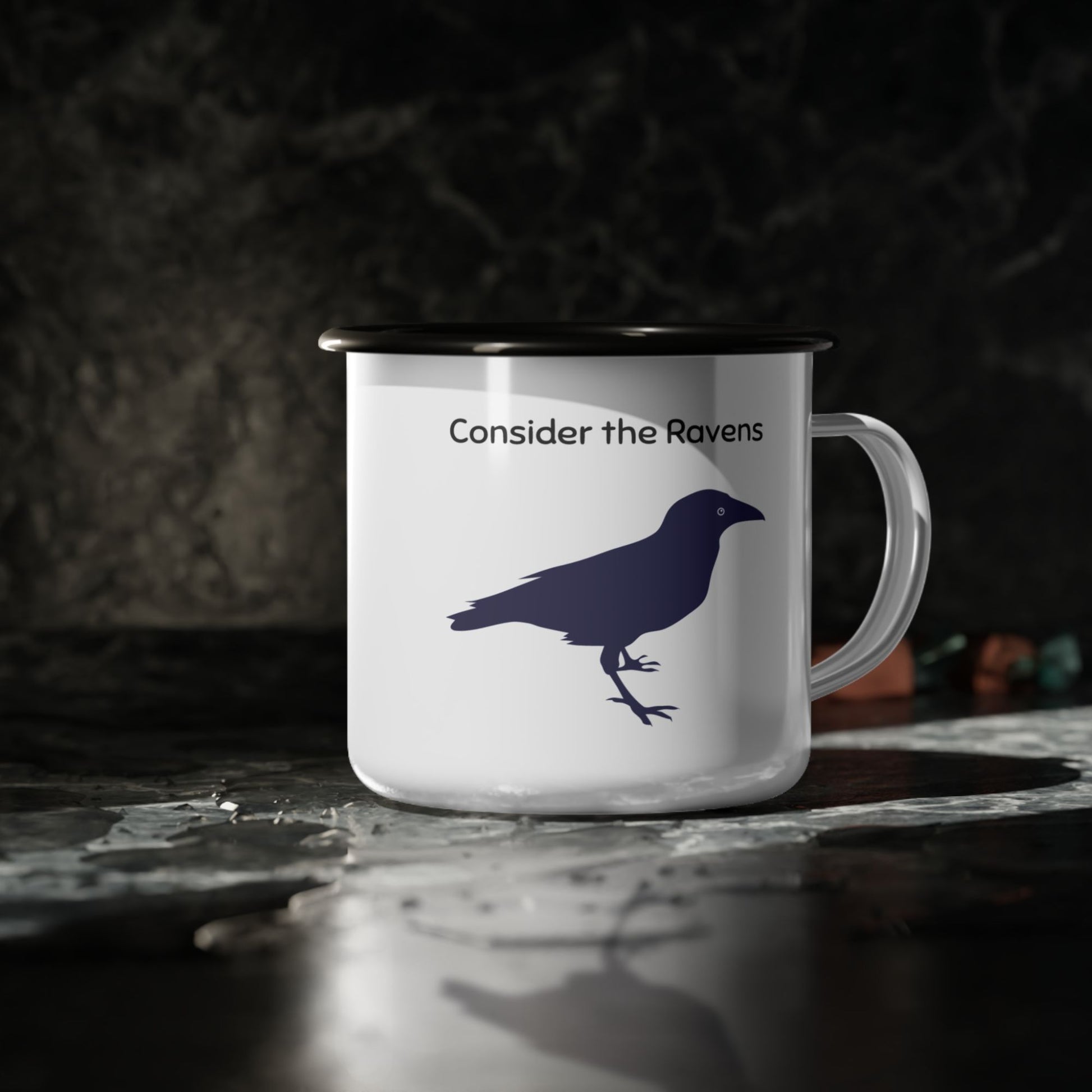 'Consider the Ravens' - enamel mug - MIMIKO DESIGNS - christian apparel gifts