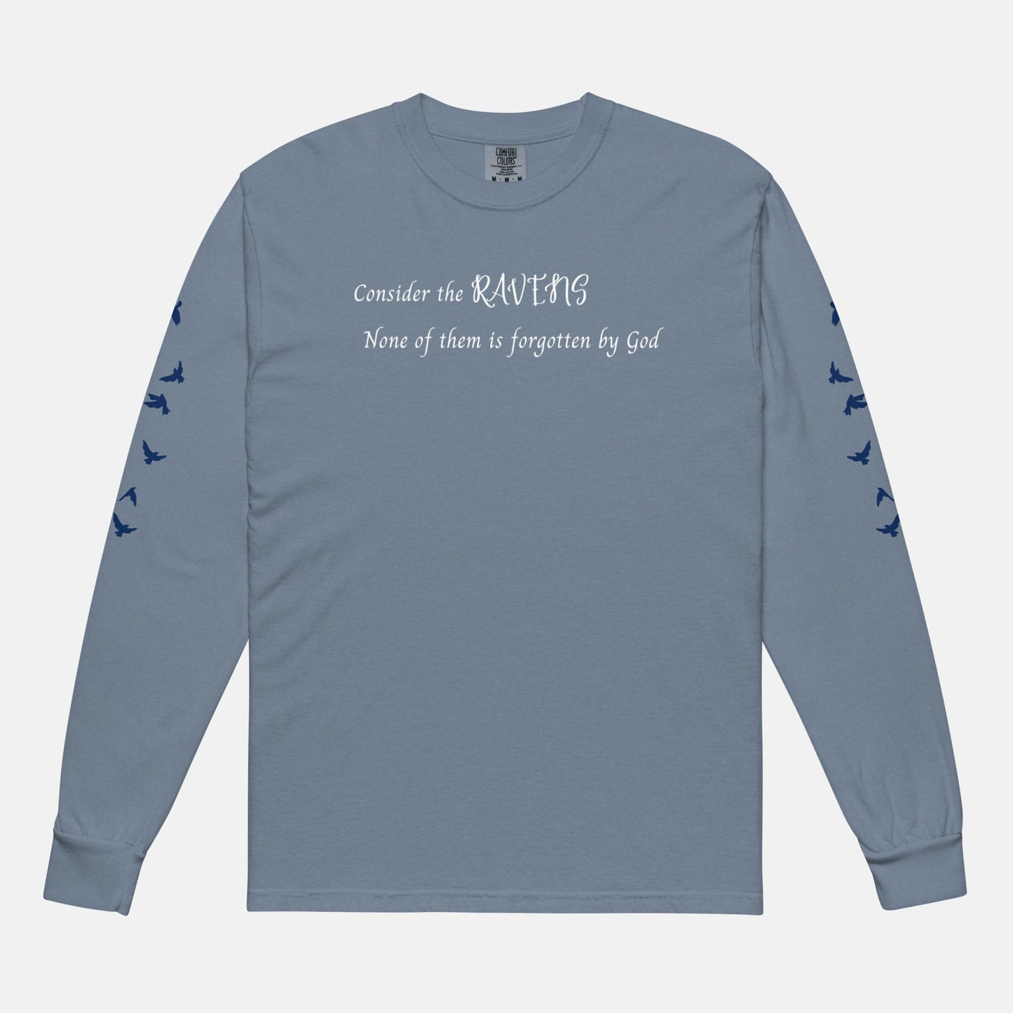'Consider the ravens' - heavyweight long - sleeve shirt - S - MIMIKO DESIGNS - christian apparel gifts