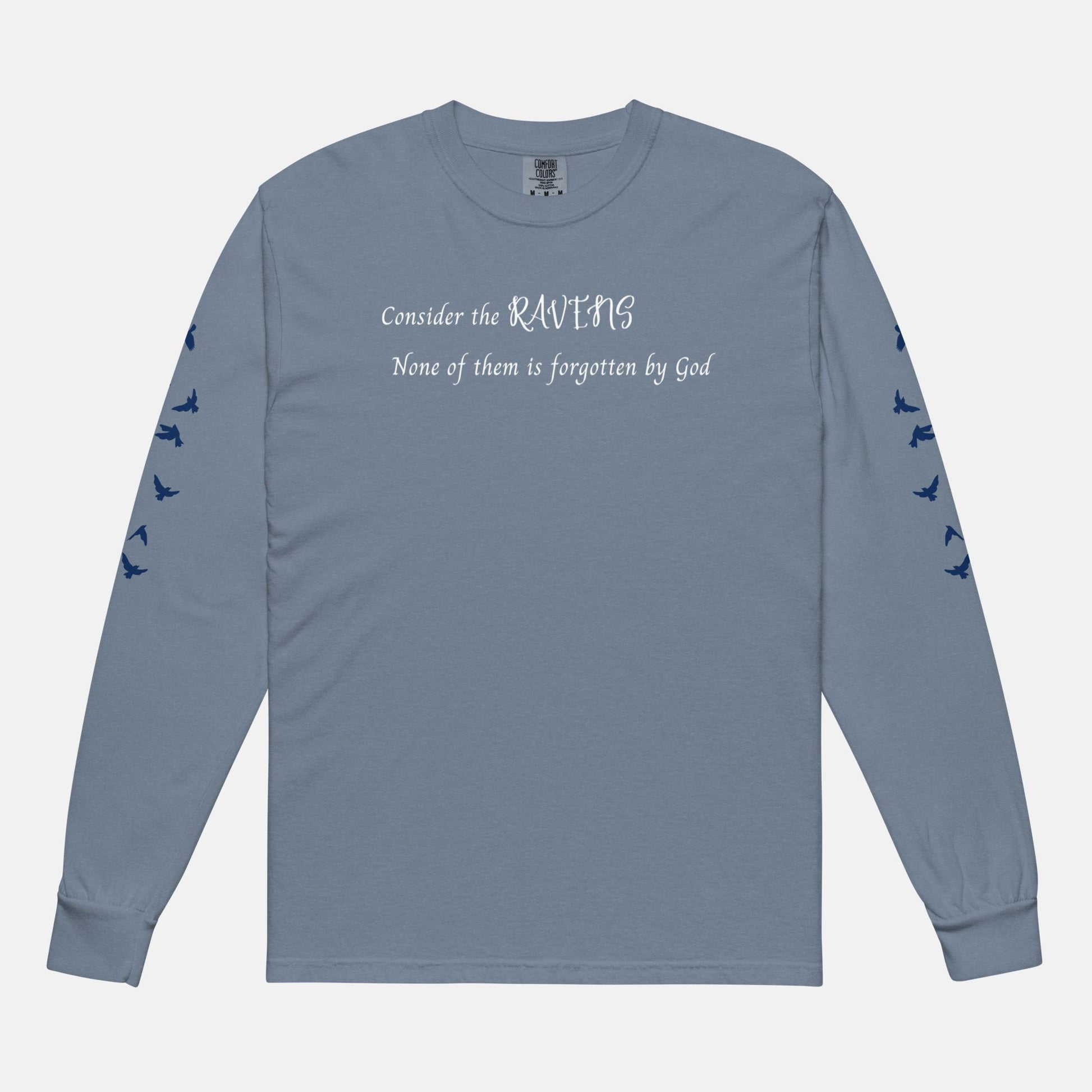 'Consider the ravens' - heavyweight long - sleeve shirt - S - MIMIKO DESIGNS - christian apparel gifts