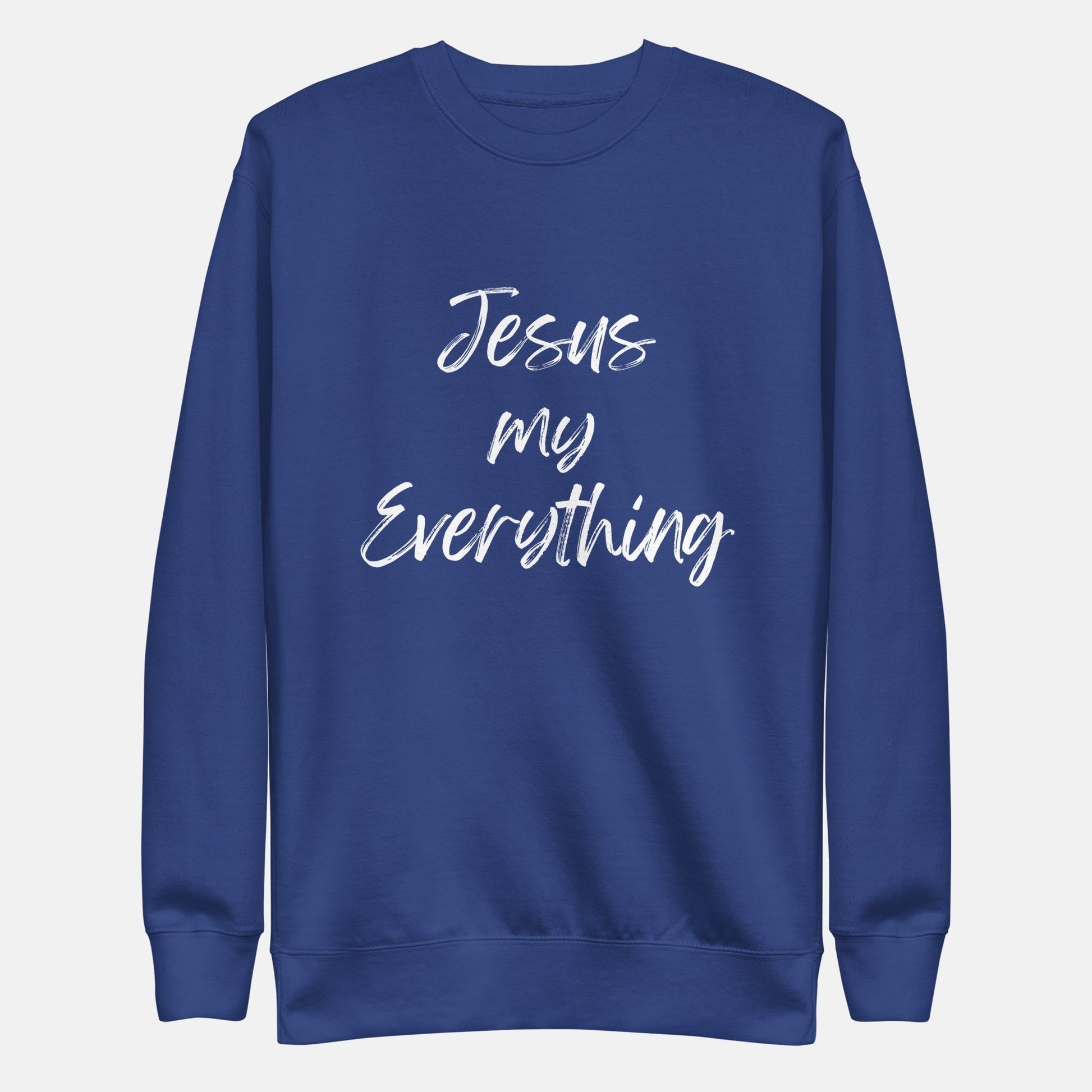 'Jesus my Everything' - unisex sweatshirt royal blue - S - MIMIKO DESIGNS - christian apparel gifts