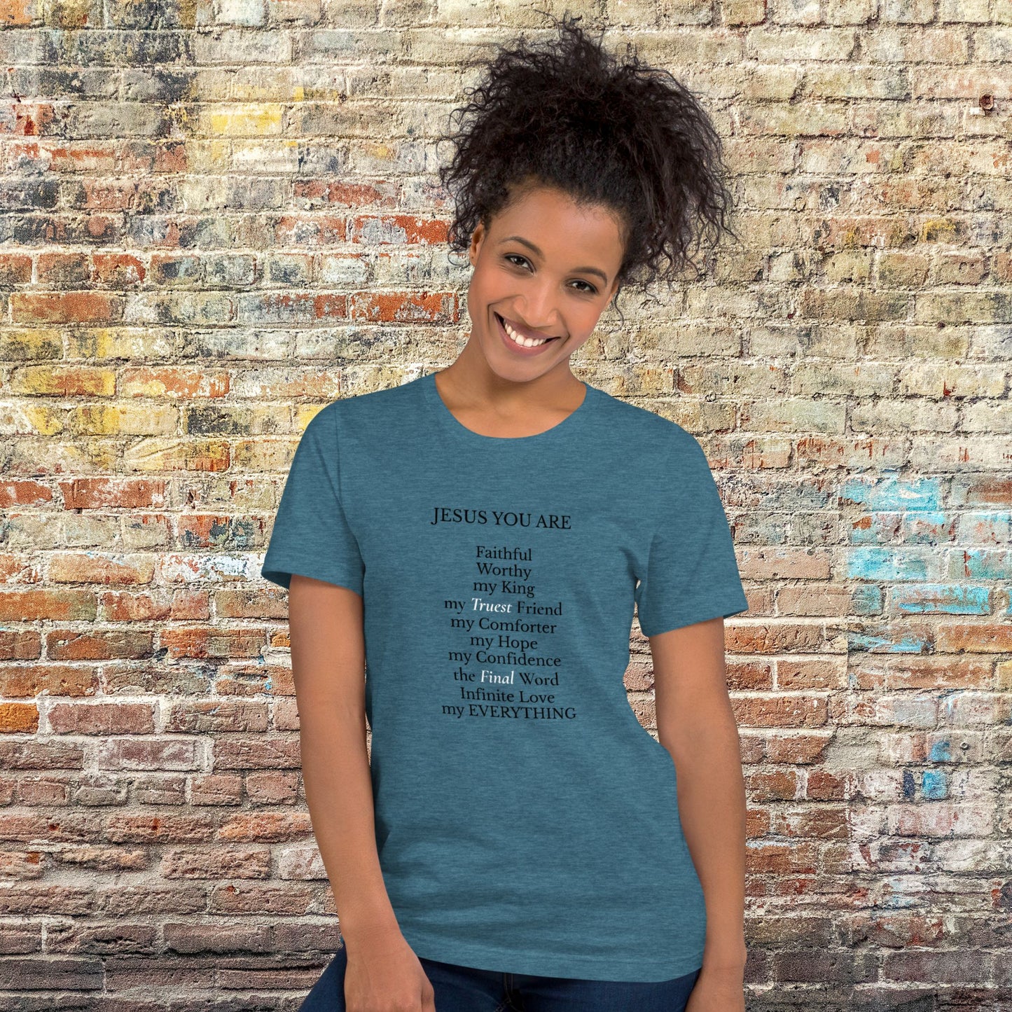 'Names of Jesus' - unisex tee heather blue edition