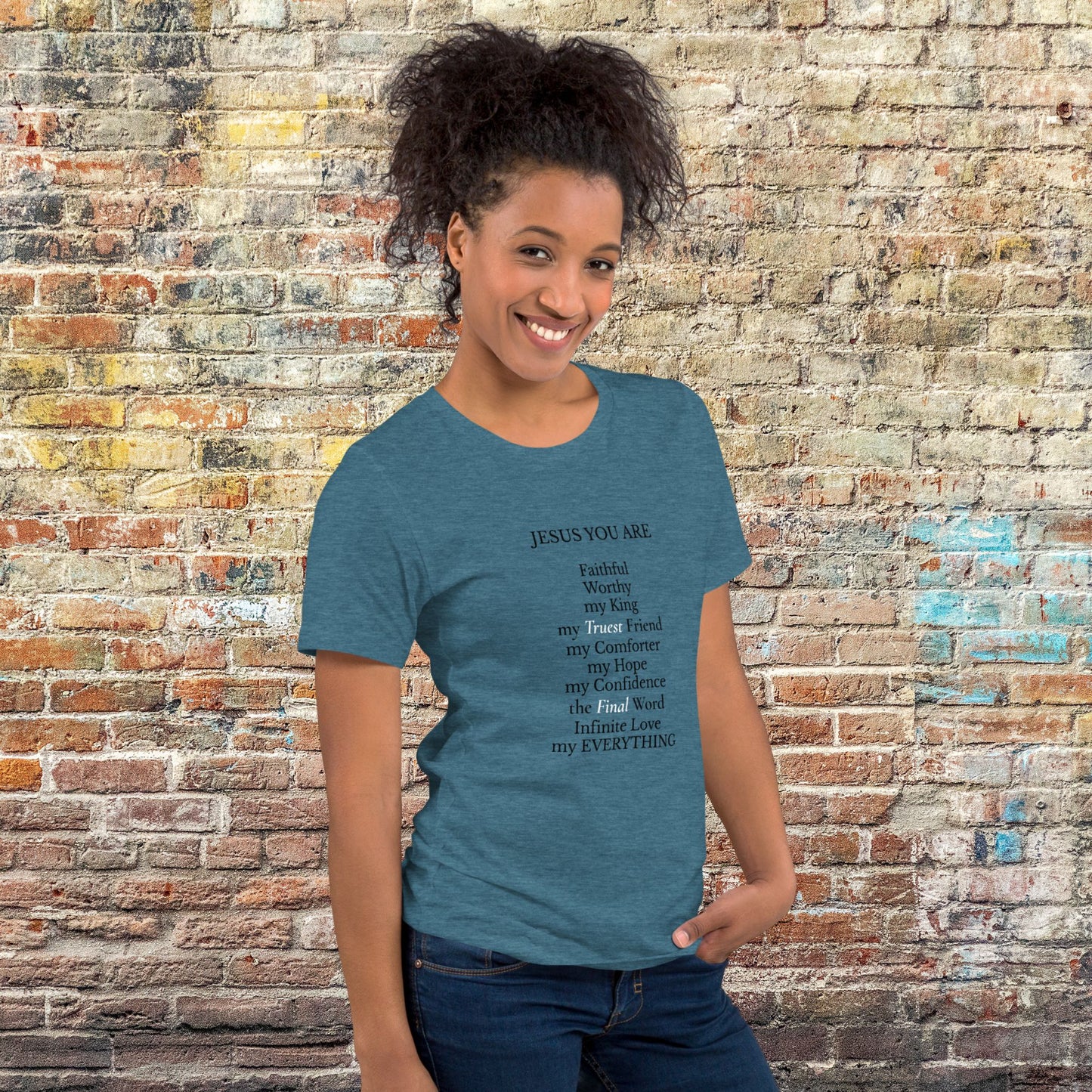 'Names of Jesus' - unisex tee heather blue edition