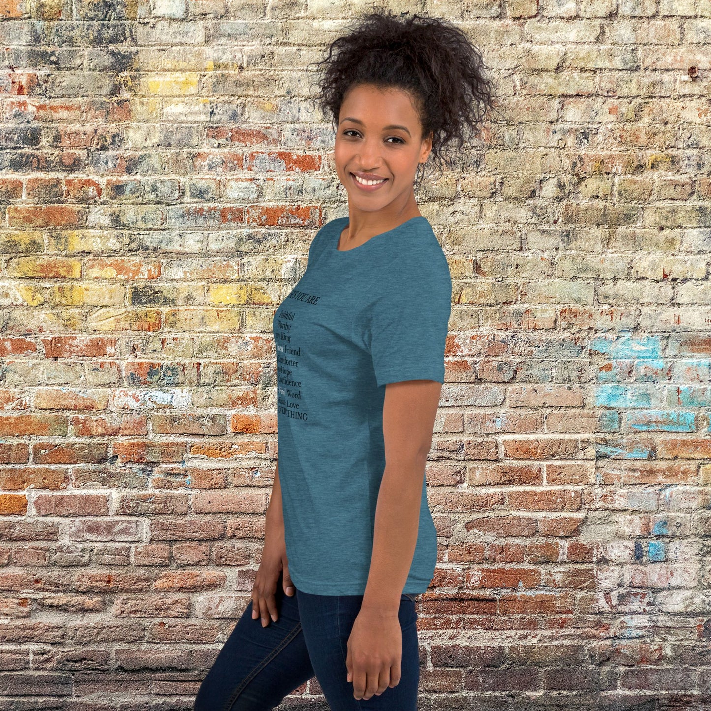 'Names of Jesus' - unisex tee heather blue edition