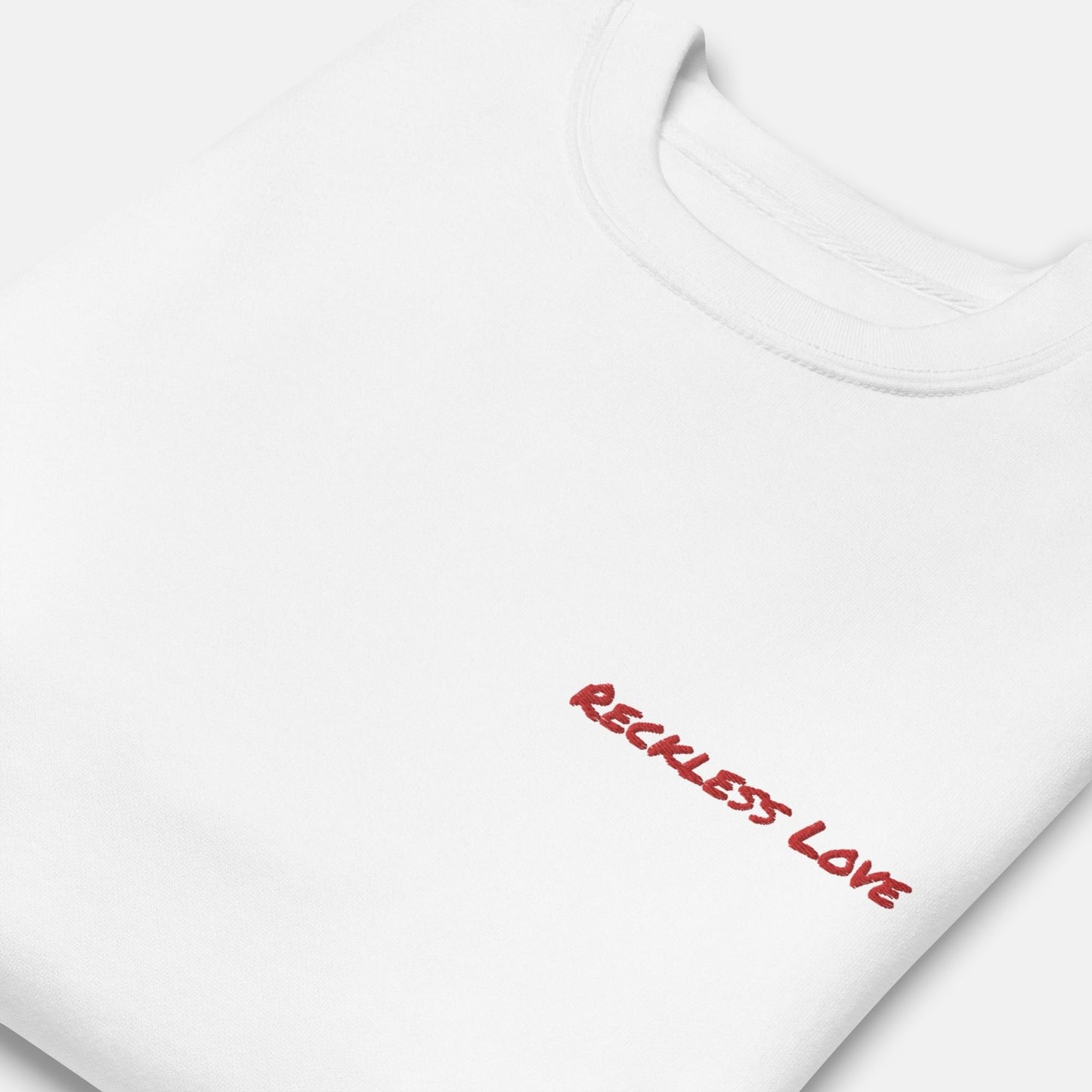 'Reckless Love' - unisex embroidered sweatshirt - S - MIMIKO DESIGNS - christian apparel gifts