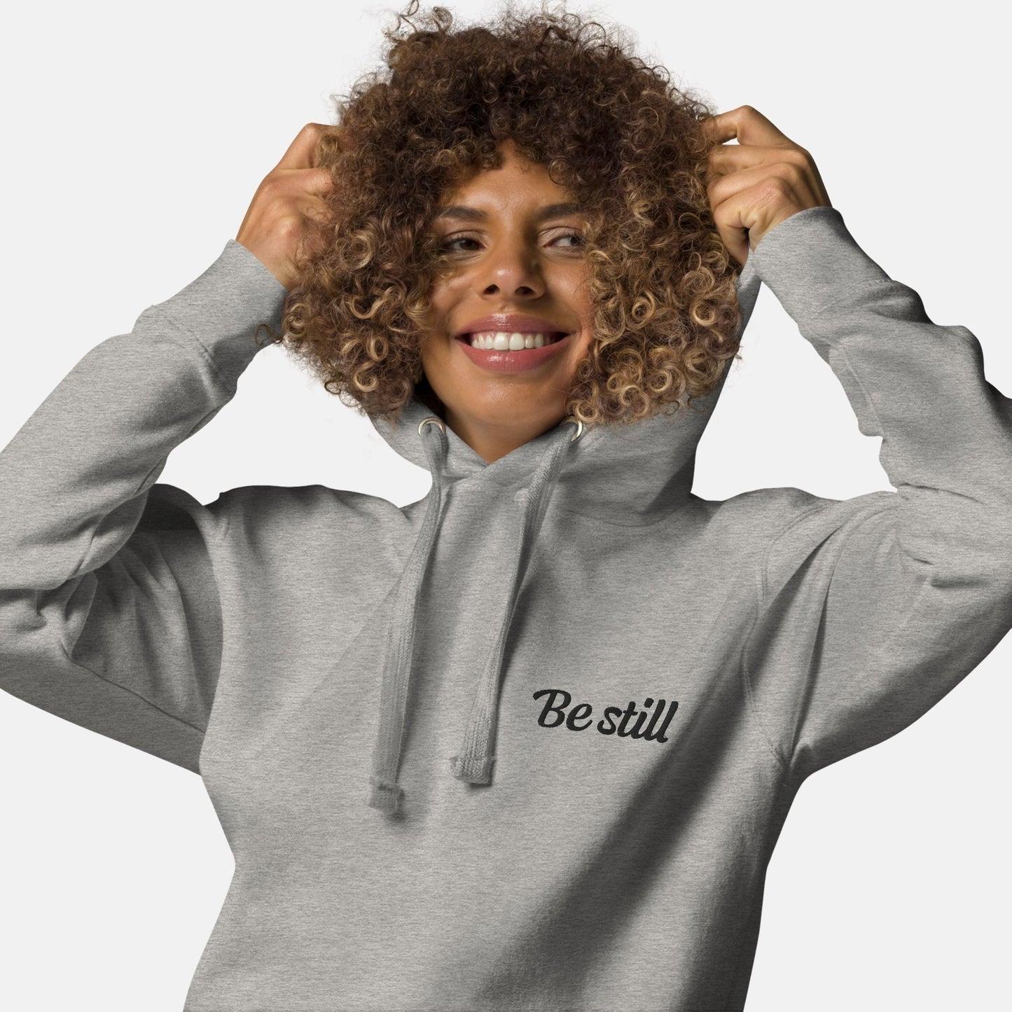 'Be still' - unisex embroidered hoodie - S - MIMIKO DESIGNS - christian apparel gifts