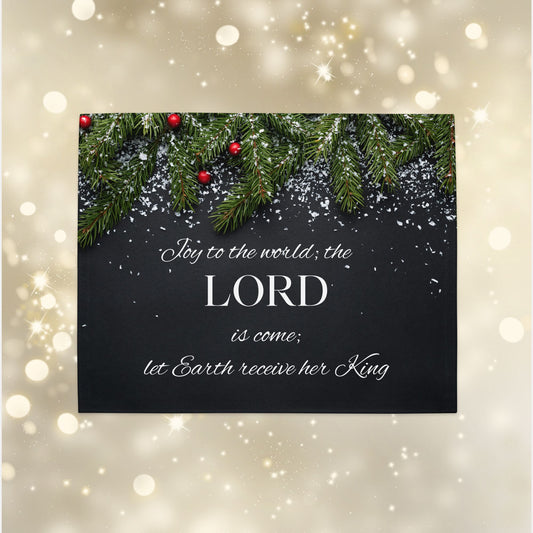 'Joy to the World' Placemat Set of 4 – Elegant black Christmas table decor - Mimiko Designs - christian apparel gifts