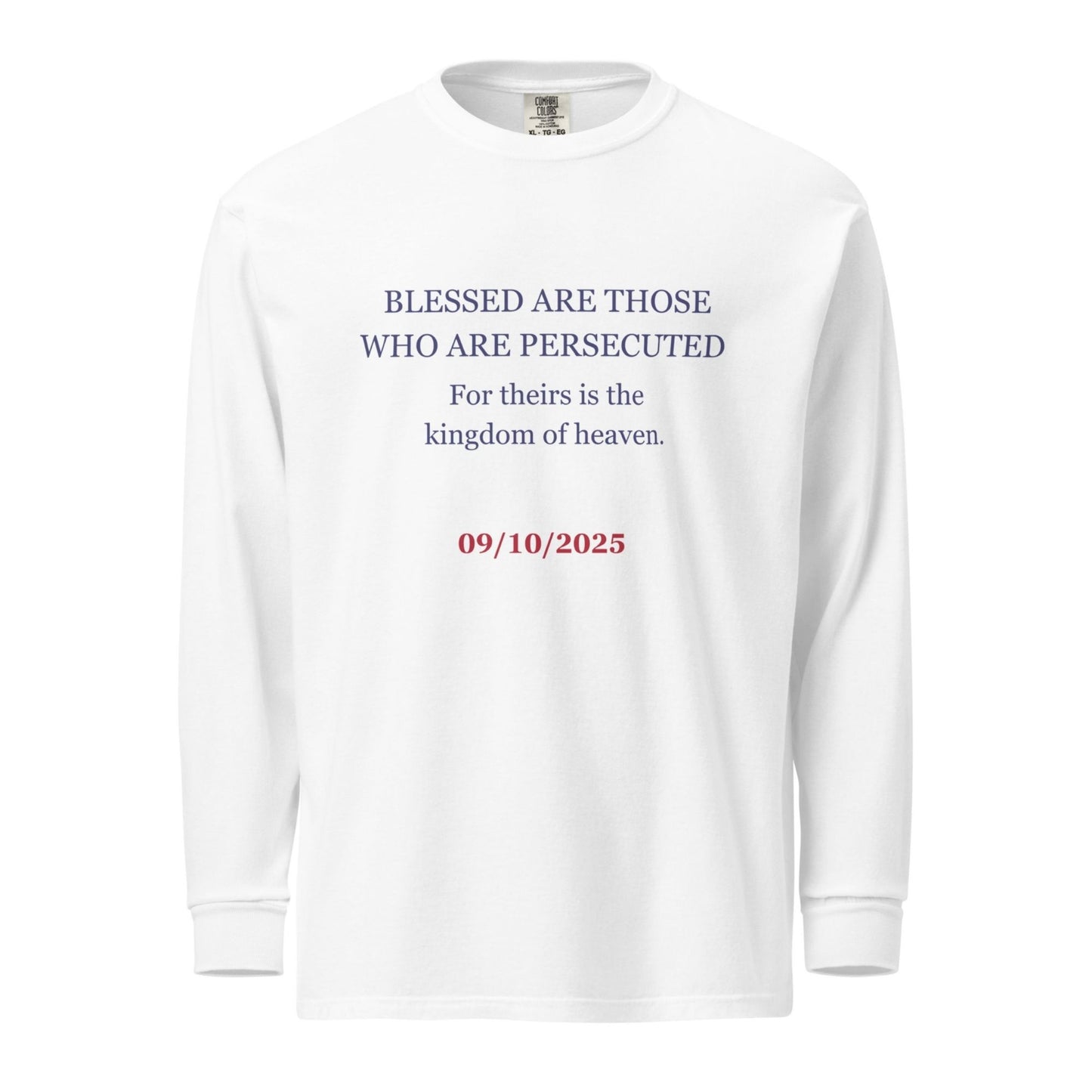 'Blessed' - unisex long - sleeve tee white - S - MIMIKO DESIGNS - christian apparel gifts