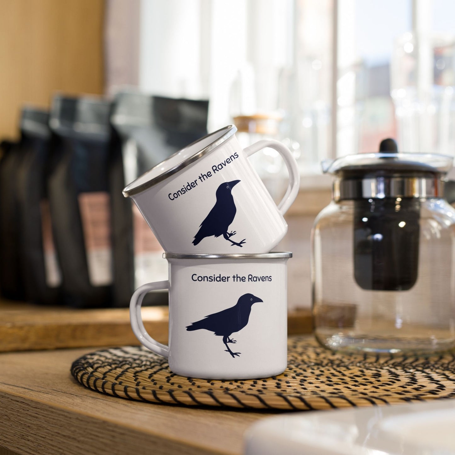 'Consider the Ravens' - enamel mug