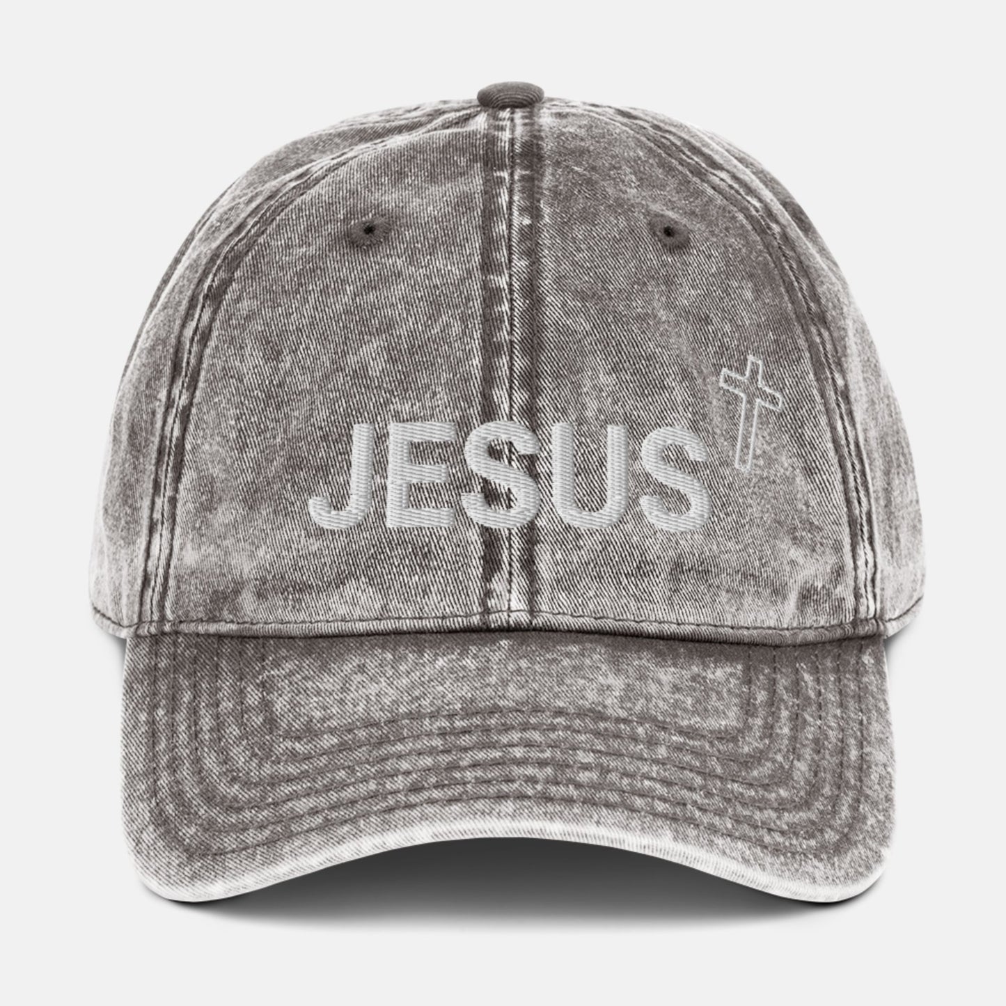 'Jesus' - embroidered vintage cotton twill cap - MIMIKO DESIGNS - christian apparel gifts