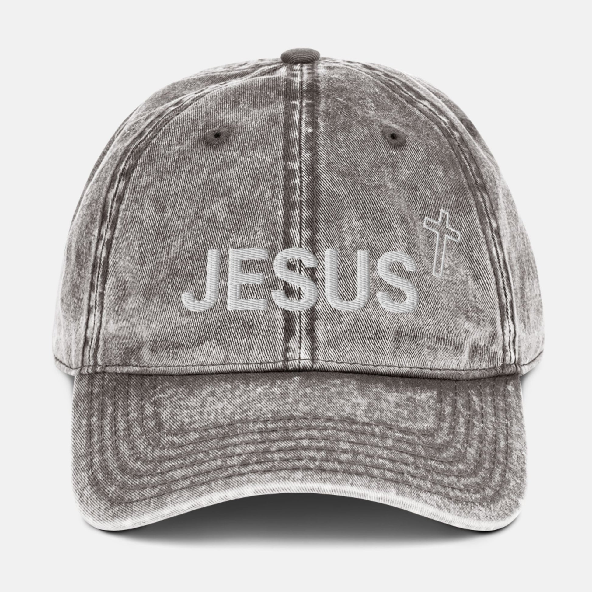 'Jesus' - embroidered vintage cotton twill cap - MIMIKO DESIGNS - christian apparel gifts
