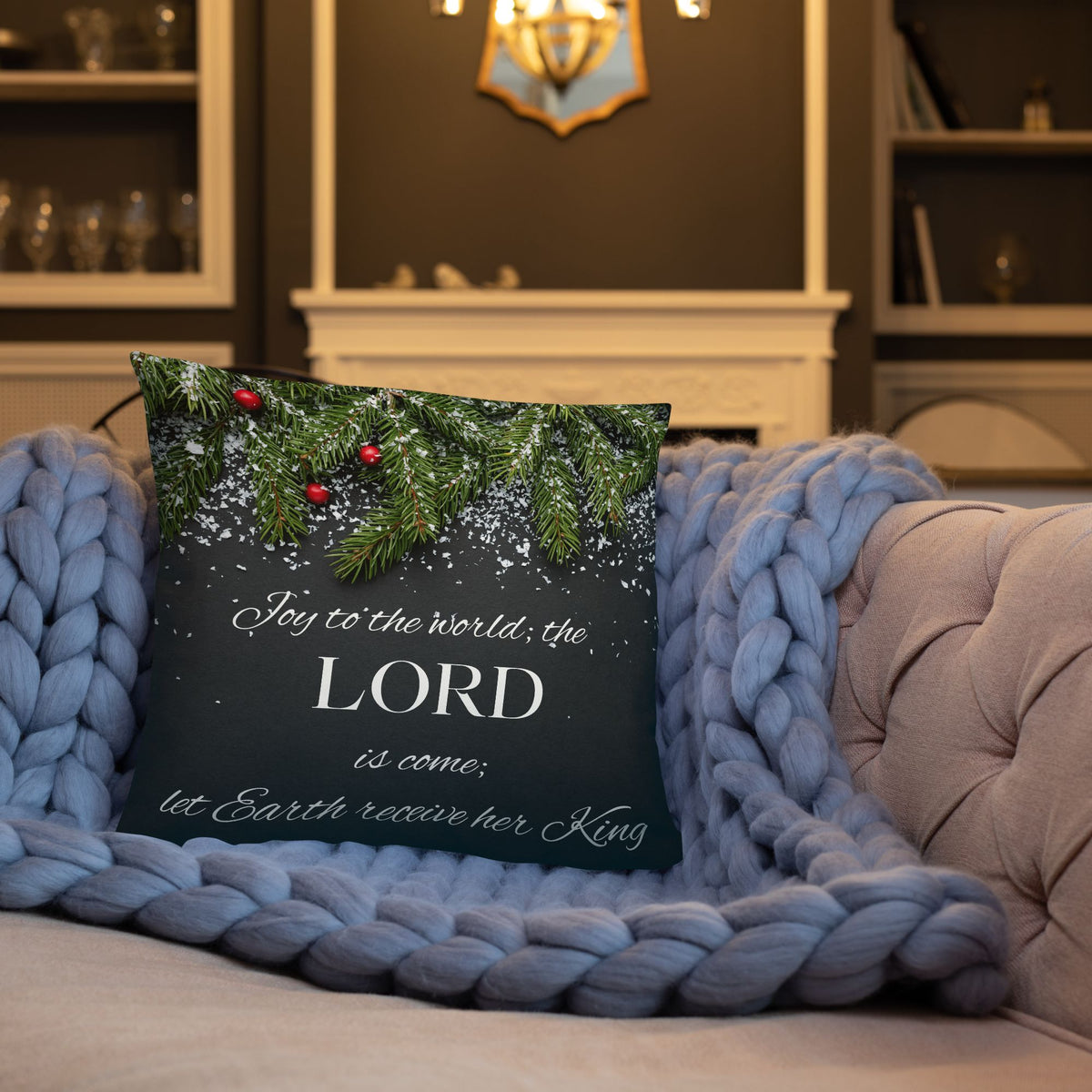 'Joy to the world' - Christmas pillow - Mimiko Designs - christian apparel gifts