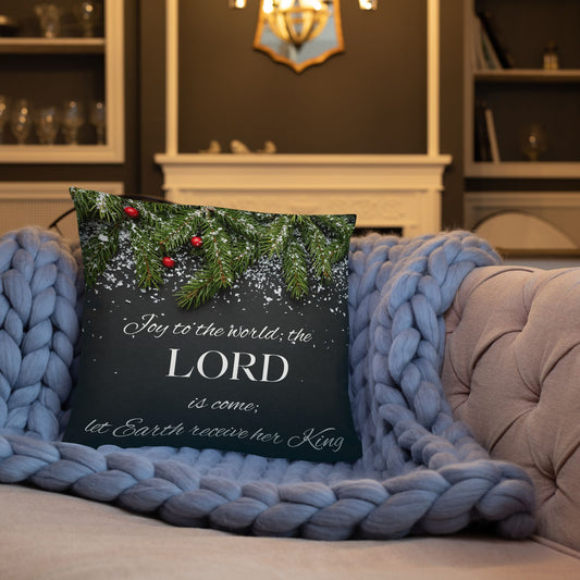 'Joy to the world' - Christmas pillow - Mimiko Designs - christian apparel gifts