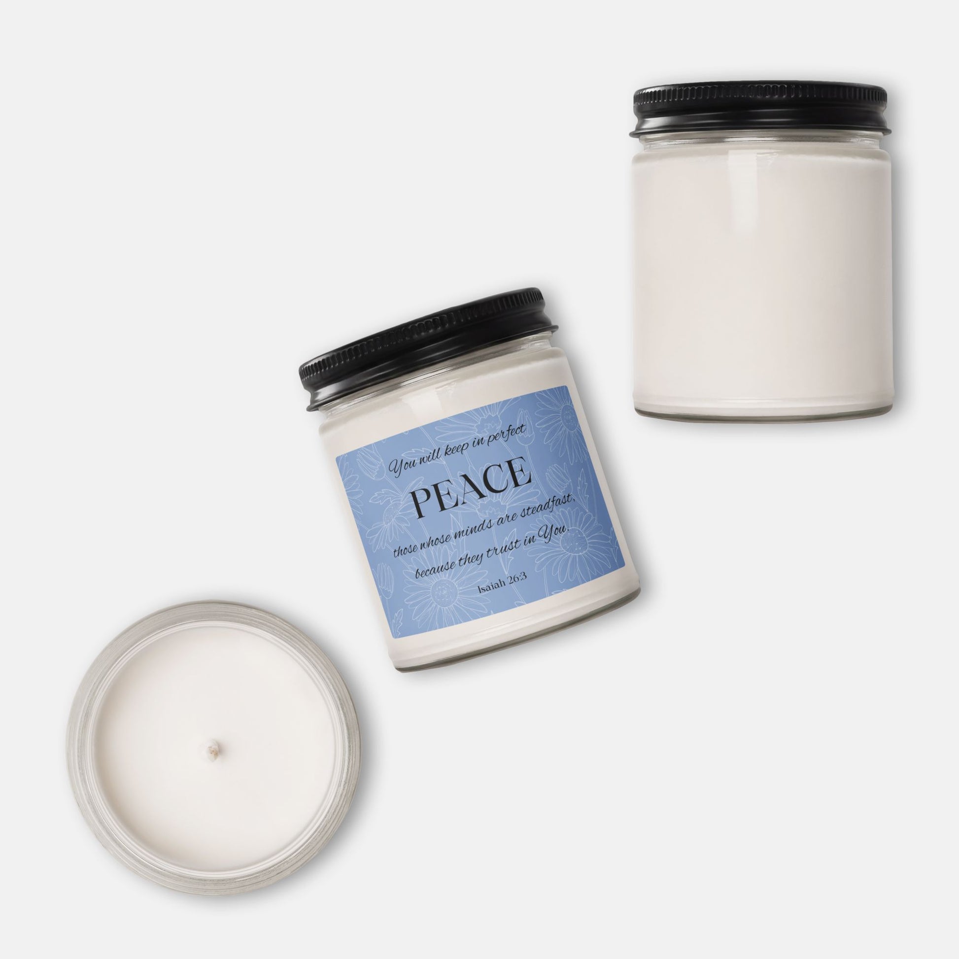 'Perfect Peace' - 60 hours scented soy candle - Clean Cotton - MIMIKO DESIGNS - christian apparel gifts