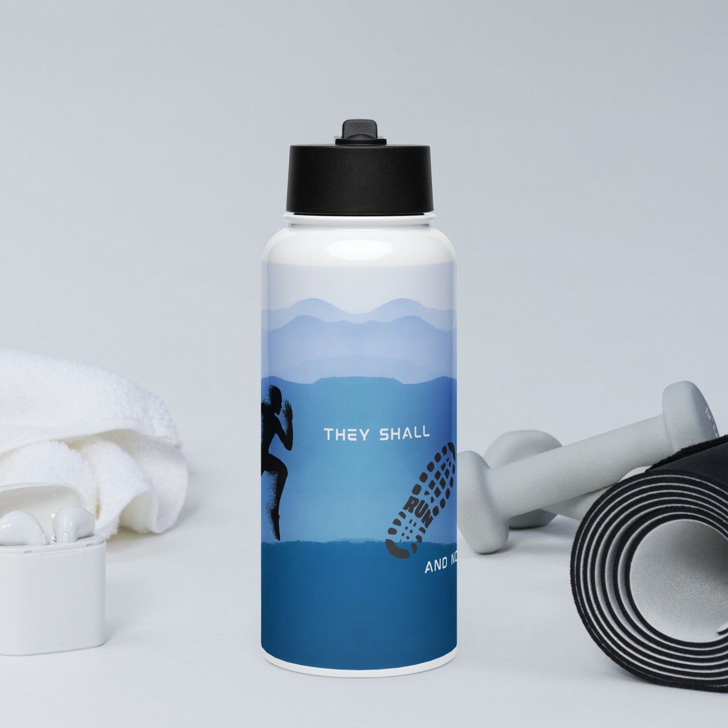 'Run and not faint' - 32oz water bottle - MIMIKO DESIGNS - christian apparel gifts