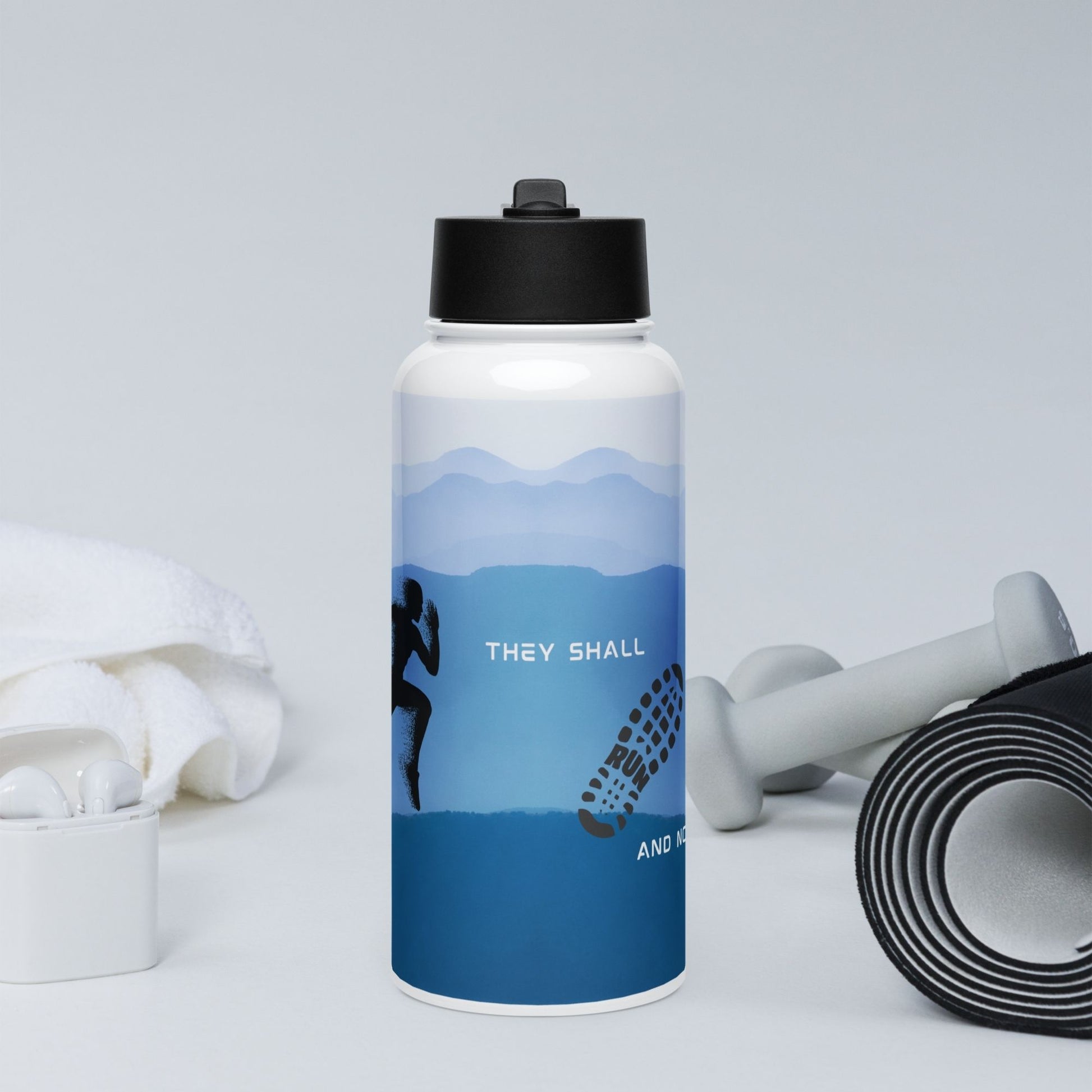 'Run and not faint' - 32oz water bottle - MIMIKO DESIGNS - christian apparel gifts