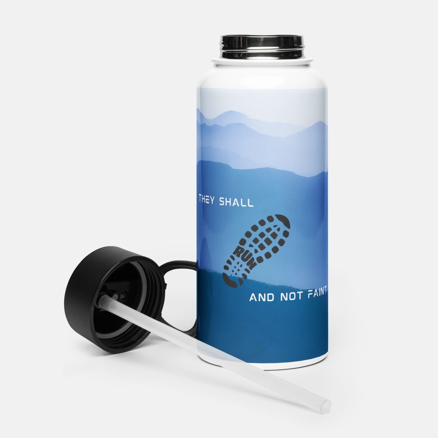 'Run and not faint' - 32oz water bottle - MIMIKO DESIGNS - christian apparel gifts