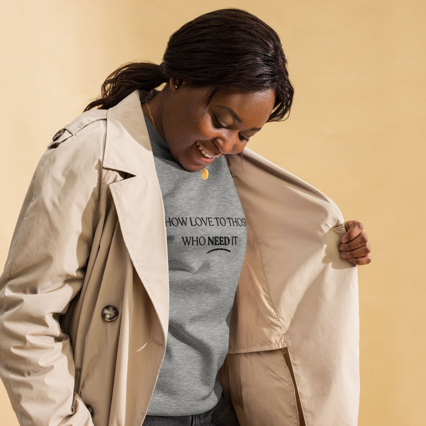 'Love those who need it' - unisex embroidered sweatshirt light grey - S - MIMIKO DESIGNS - christian apparel gifts