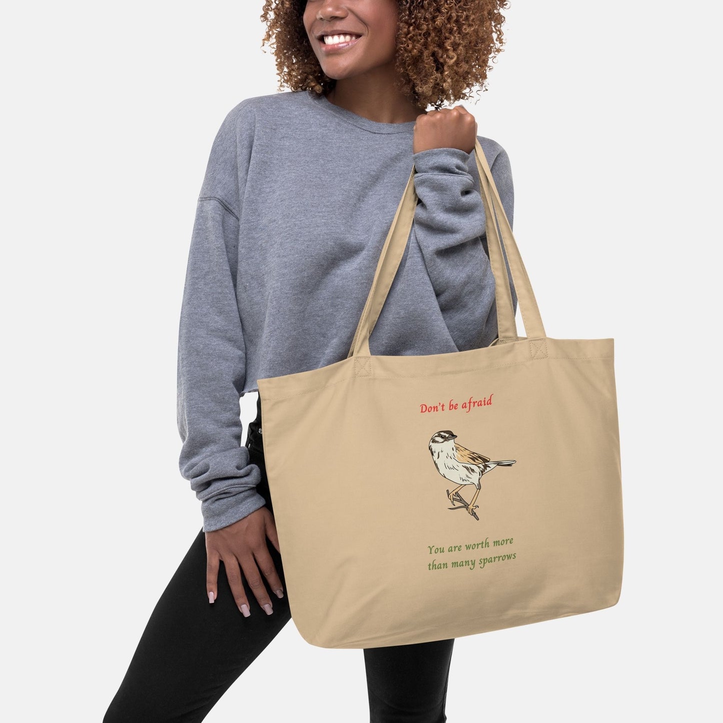 'Sparrow' - eco tote bag XXL - MIMIKO DESIGNS - christian apparel gifts